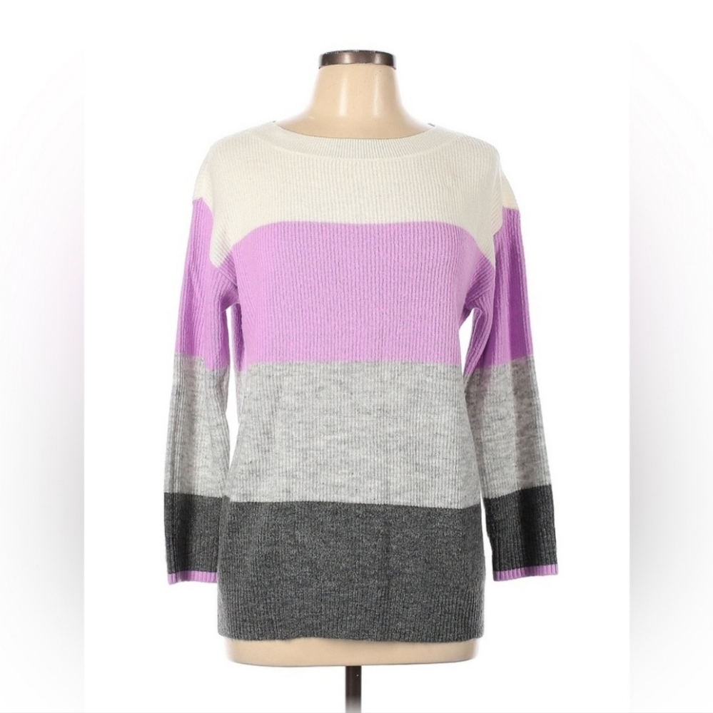 Talbots Brand | Women's Multicolored PINK/WHITE/GREY Stripe Sweater Size Large - Picture 7 of 7